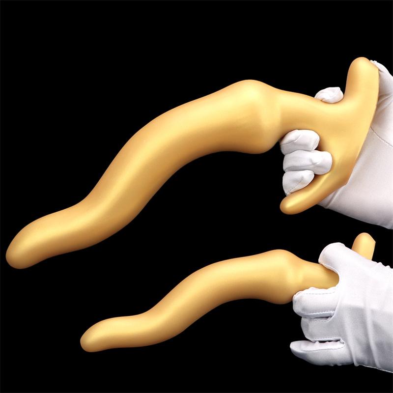 Goldene Silikon-Analstöpsel Arschloch Extra lange tiefe Analstöpsel erweiterter Analclub weibliche Masturbation