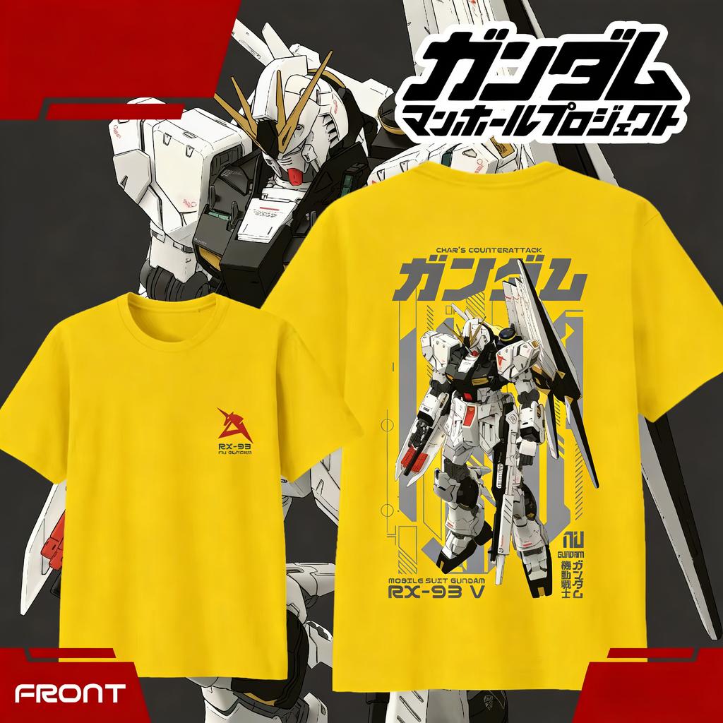 Anime GUNDAM RX93 Cartoon Baumwoll-T-Shirt 2026 Sommer Kinder Unisex Damen Mode Lässiges Kurzarmshirt Streetwear Unisex