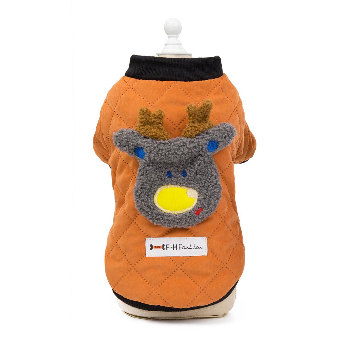 

Одежда для домашних животных для собак Осенняя и зимняя двуногая одежда из хлопка Двуногая симпатичная модная куртка с хлопковой подкладкой Куртка с оленем из хлопковой подкладкой S оранжевый
