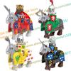 N501U-504U Medieval Castle Knight Building Blocks Figures Four Side UV Printing King Warhorse Weapons Accessories Toys Kid Gifts