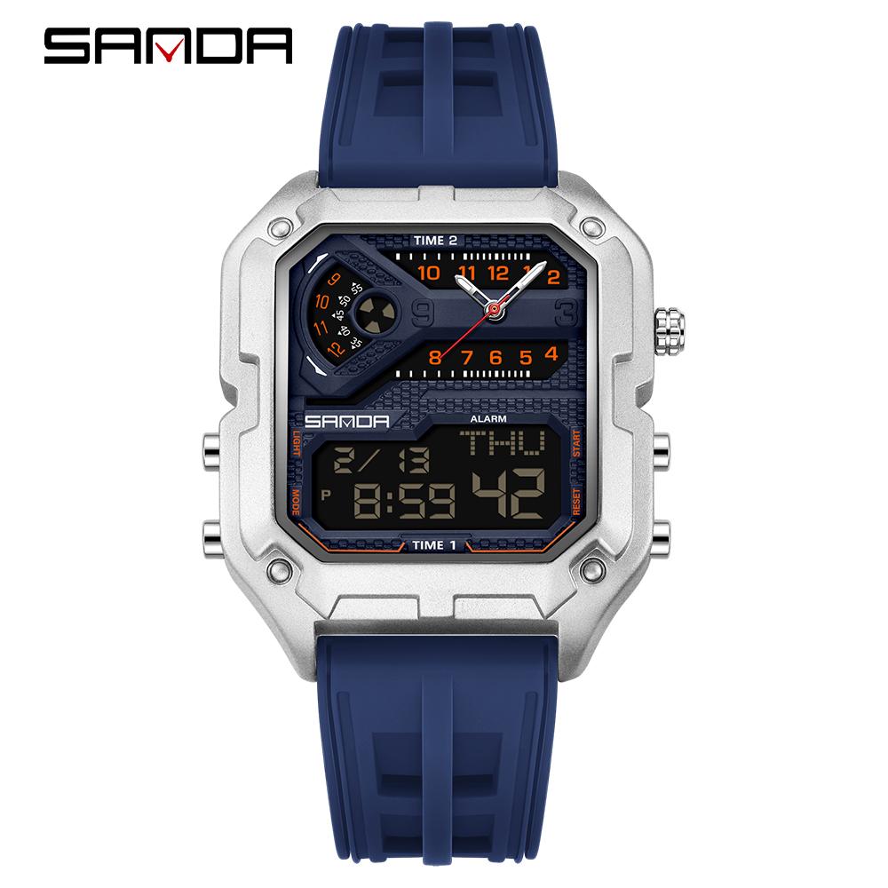 SANDA 6278 Multi functional Square Fashion Electronic Watch Top Men's Watch Waterproof Sports Outdoor Alarm Clock Men's Watch