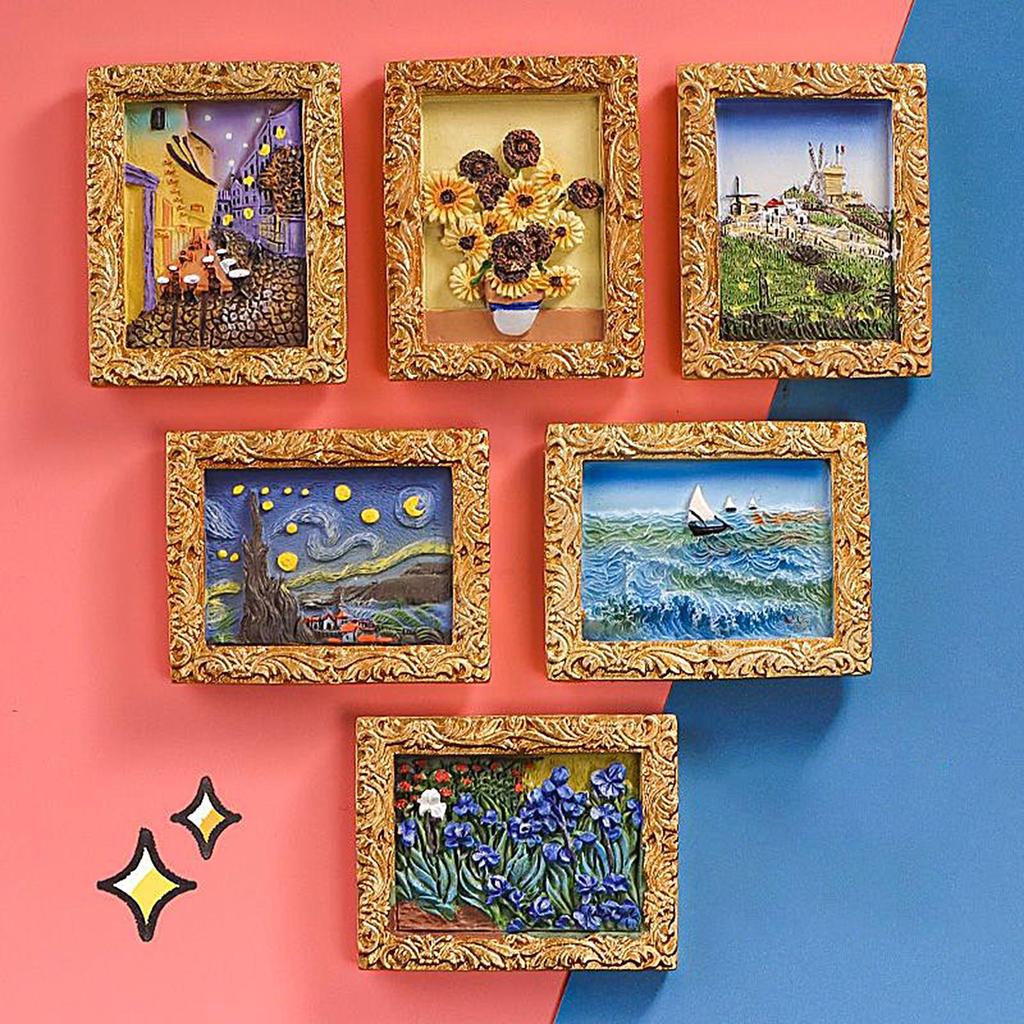 Fridge Magnets 6 Pieces Whiteboard Magnets Painting Artwork Resin Magnetic Decoration for Photo Clipboard Cabinet Home School