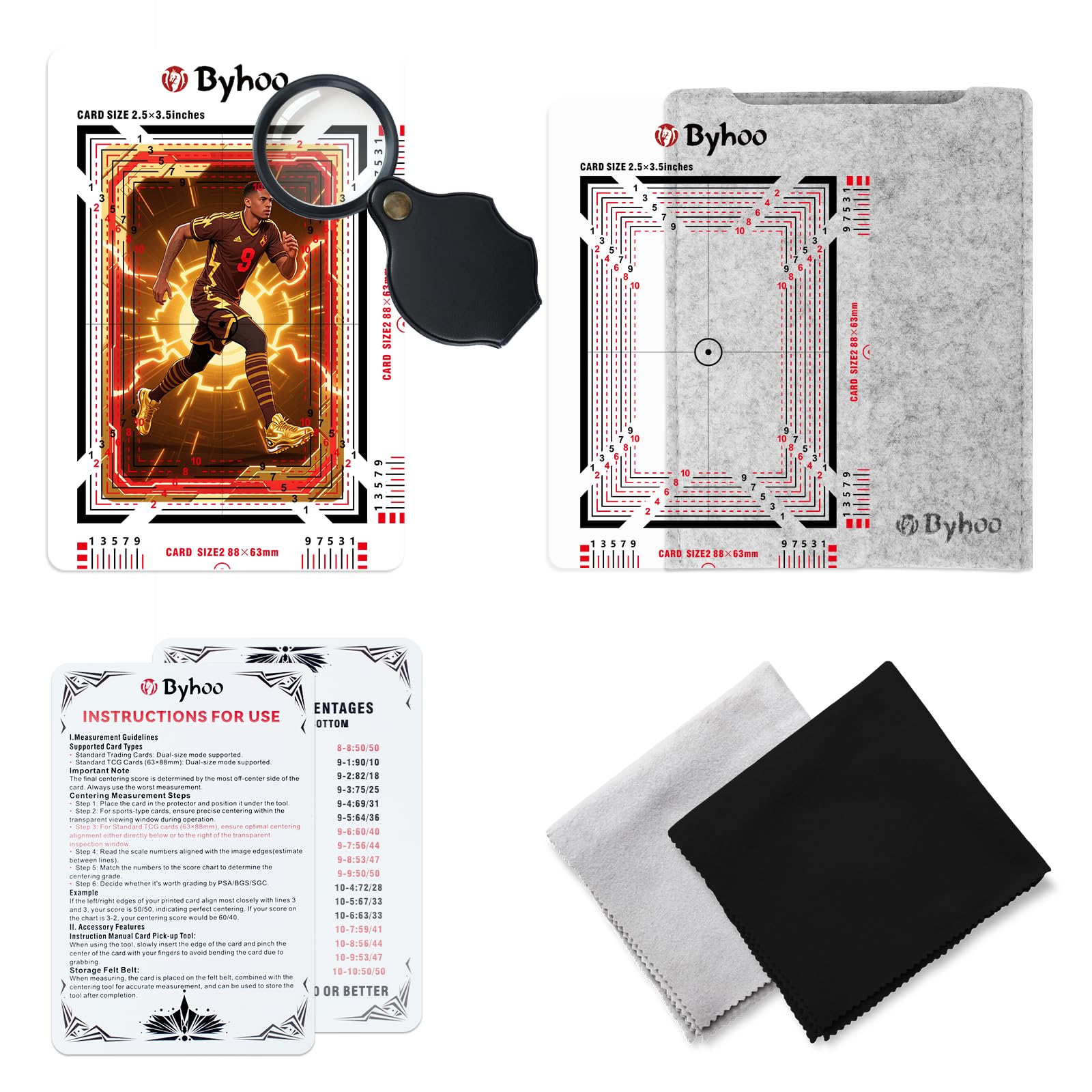 

Byhoo Card Reinforced Professional Sports Trading Card Grading Tool with Precision Centering System Magnifying Grading Kit for Saver, 1.5mm Frame, & &