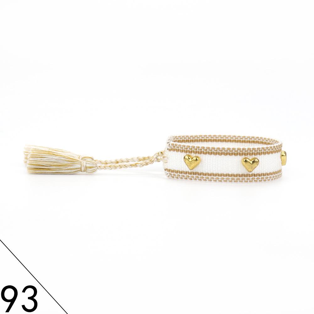 European and American Rivet Metal Heart Tassel Woven Bracelet for Women