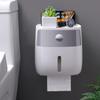 Soporte de pañuelos para el baño, caja de papel higiénico montada en la pared, estante de almacenamiento de papel en rollo impermeable, estante organizador de doble capa con cajón