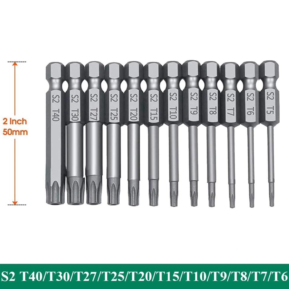 

11 PCS Torx Security Bit Set S2 Steel Magnetic Screwdriver Kit with T6-T40 Star Bits for Secure Fastening and Repair