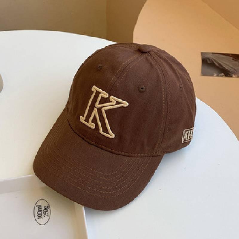 Stylish Korean Brand K Letter Embroidered Round Top Curved Brim Baseball Cap Unisex Casual Sunscreen Breathable Hat