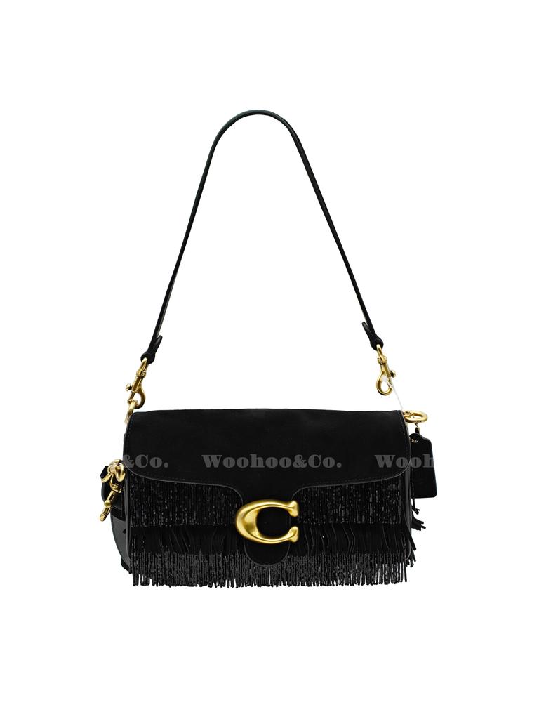 Coach Tabby 26 Crystal Beaded Fringe Suede And Leather Shoulder Bag Medium Women Shoulder Bag Black CCW91-B4BK