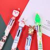 1pc 6Colors Random Christmas Theme Ballpoint Pen Cute Santa Claus Multicolor Marker Pens For Student Stationery Gift Comfortable Grip Stationery Schoo