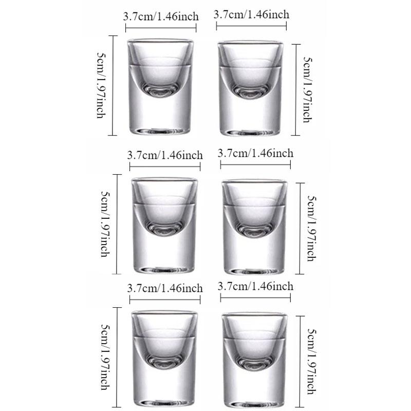 Scotch Bourbon Cups Classic Shot Glass Bullet Cup Transparent Wine Glass Elegant Thick Bottom Baijiu Cup High End Whiskey Glass 6pcs