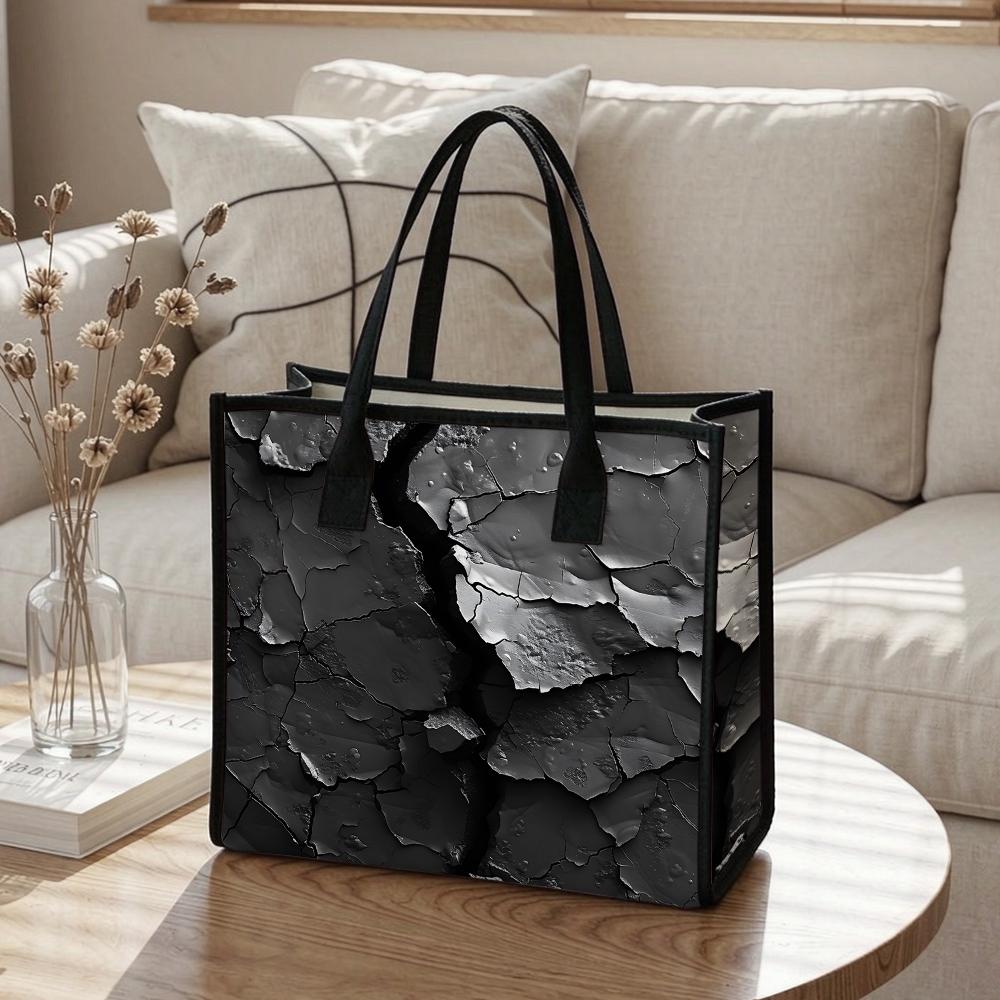 Chic Cracked Pattern Tote Bag Large Capacity Casual Fashion Handbag for Daily Use Shopping Travel Commute