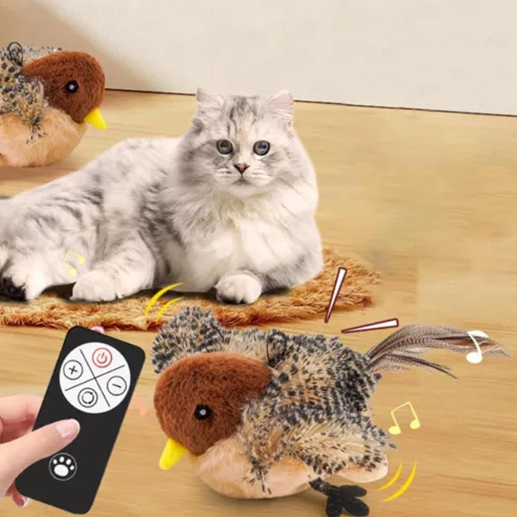 USB Rechargeable Cat Toy Flapping Bird Cat Toy 3 Levels Adjustable Remote Control USB Flapping Wings Cat Toy Chirping Cat Toy