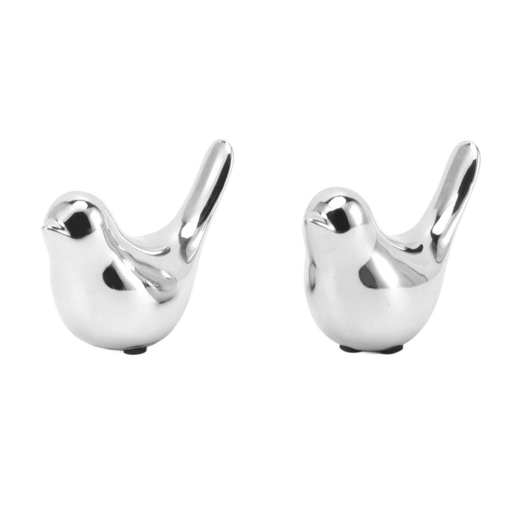 2Pcs Electroplated Ceramic Bird Decoration Nordic Style Modern Abstract Bird Figurine Home Desktop