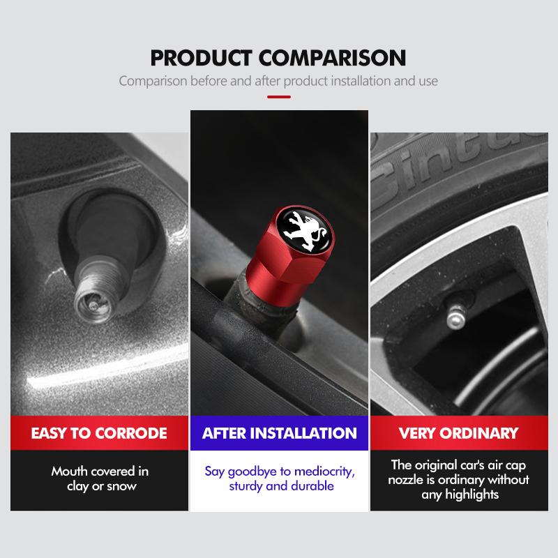 2026 Adesivo Auto Caldo Per Peugeot Stelo Valvola Pneumatico Auto Tappo Stile Zigrinato Tappo Valvola Pneumatico 407 508 2008 5008 107 106 205 4008 301 6