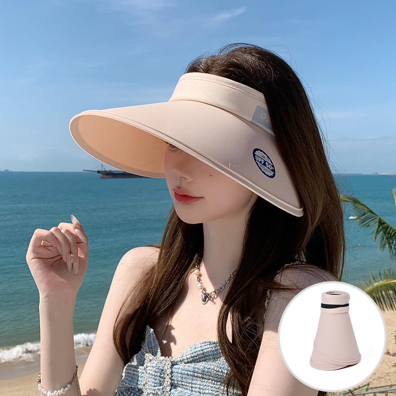 8505 summer UV protection hat women's outdoor travel sun protection sun hat large brim face covering empty top sun hat