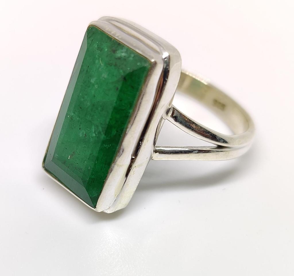 Statement Ring, Emerald Ring for Women, 925 Solid Sterling Silver, Handmade Jewelry, Green Stone Ring, Birthstone Ring
