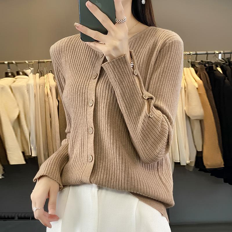 

Весенне-осенний женский вязаный свитер, вязаный кардиган с круглым вырезом и шнурком, внешний свитер с длинными рукавами XL верблюд