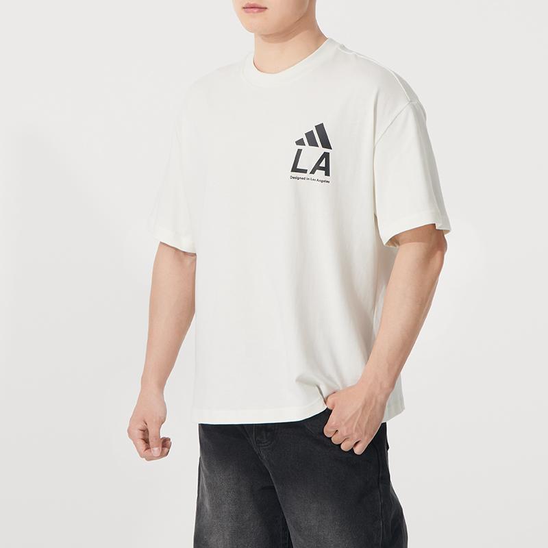 Men's Adidas T-Shirts Men's White Crew Neck Moderate Straight Fit