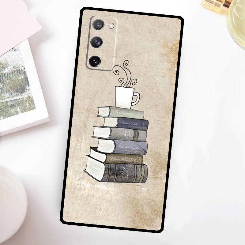 Books And Coffee Phone Case For Samsung Galaxy S23 S24 Ultra S22 S20 S21 FE Note 20 10 S8 S9 S10 Plus Cover