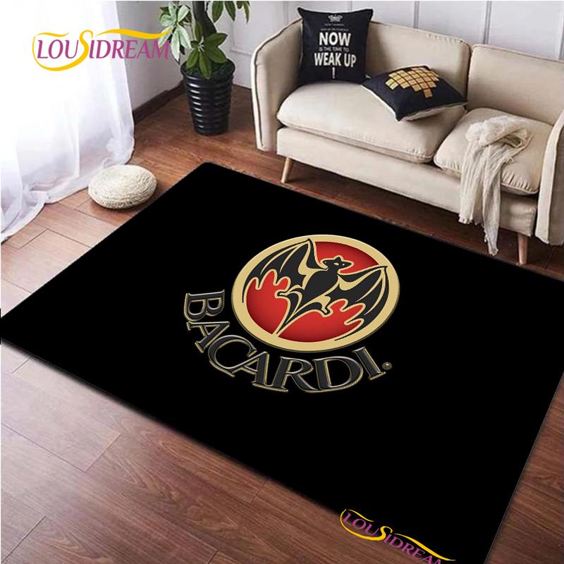 Bacardi Rum Logo Kreative Bereichsteppiche, Teppich für Wohnzimmer Schlafzimmer Heimdeko, Kinder Küche Badezimmer Rutschfeste Fußmatte Alfombra