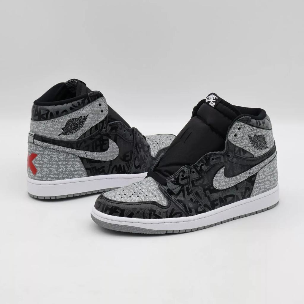 555088-036 Nike Jordan 1 High OG Rebellionaire Black White Particle Grey