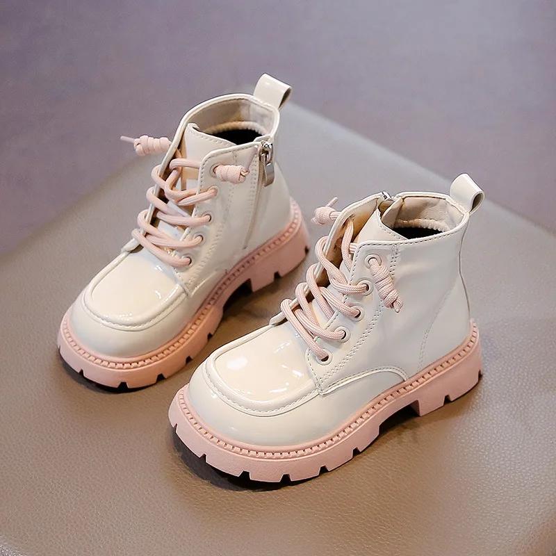 

Детские короткие ботинки на толстой мягкой подошве, милые ботинки принцессы для девочек из искусственной кожи, 2024 г., новые модные детские ботильоны в стиле минимализма 26 розовый