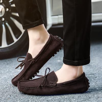Mode 2024 Sommer Wildleder Slipper Herren Casual Scrub Herrenschuhe Ein Pedal Weiche Sohle Rutschfest Fahrschuhe Elegant Britischer Stil Braun