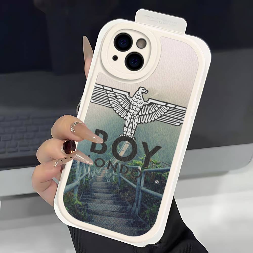 

Classic Punk Logo B-Boy L-London Leather Phone Case For IPhone 16 16e 15 14 13 12 11 Pro Max Plus Mini Cover iPhone 14