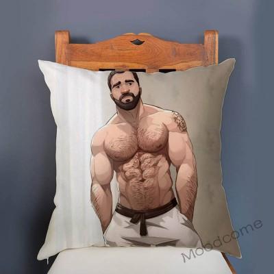 Super Sexy Hot Masculine Male Muscle Hairy Bear Man Cartoon Gay Art Soft Velvet Sofa Pillow Case Cozy Boyfriend Cushion Cover