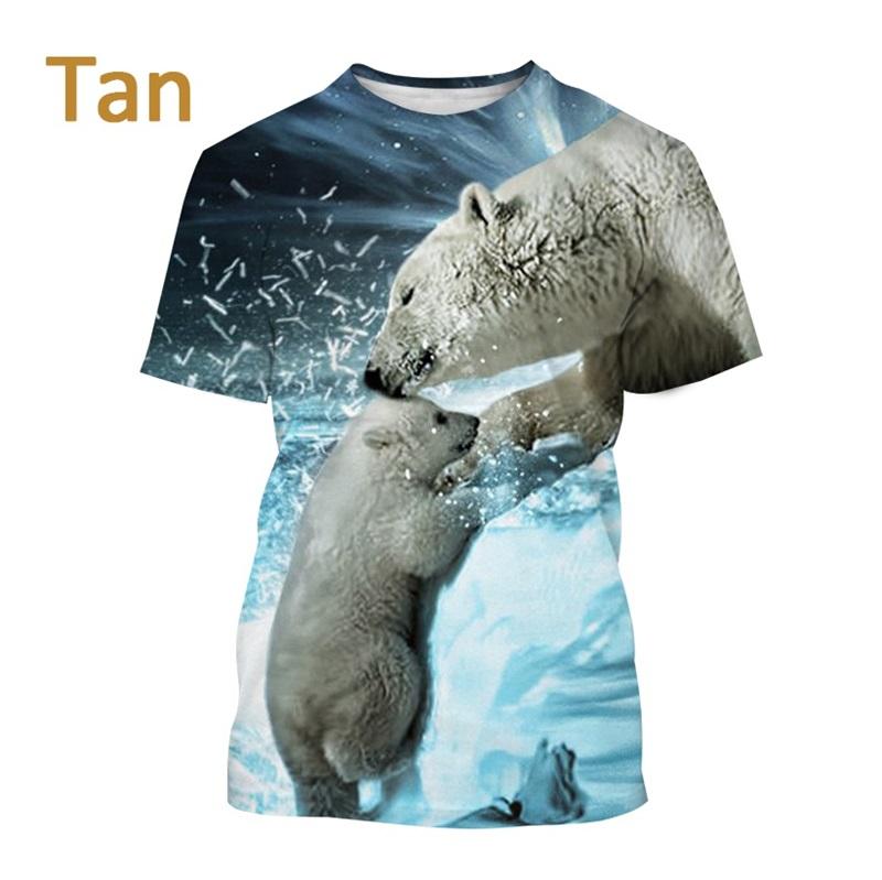 Full Print Animal Polar Bear Graphic T-Shirt For Men Summer Short Sleeve Oversized T Shirt Kids Tees Tops Clothes