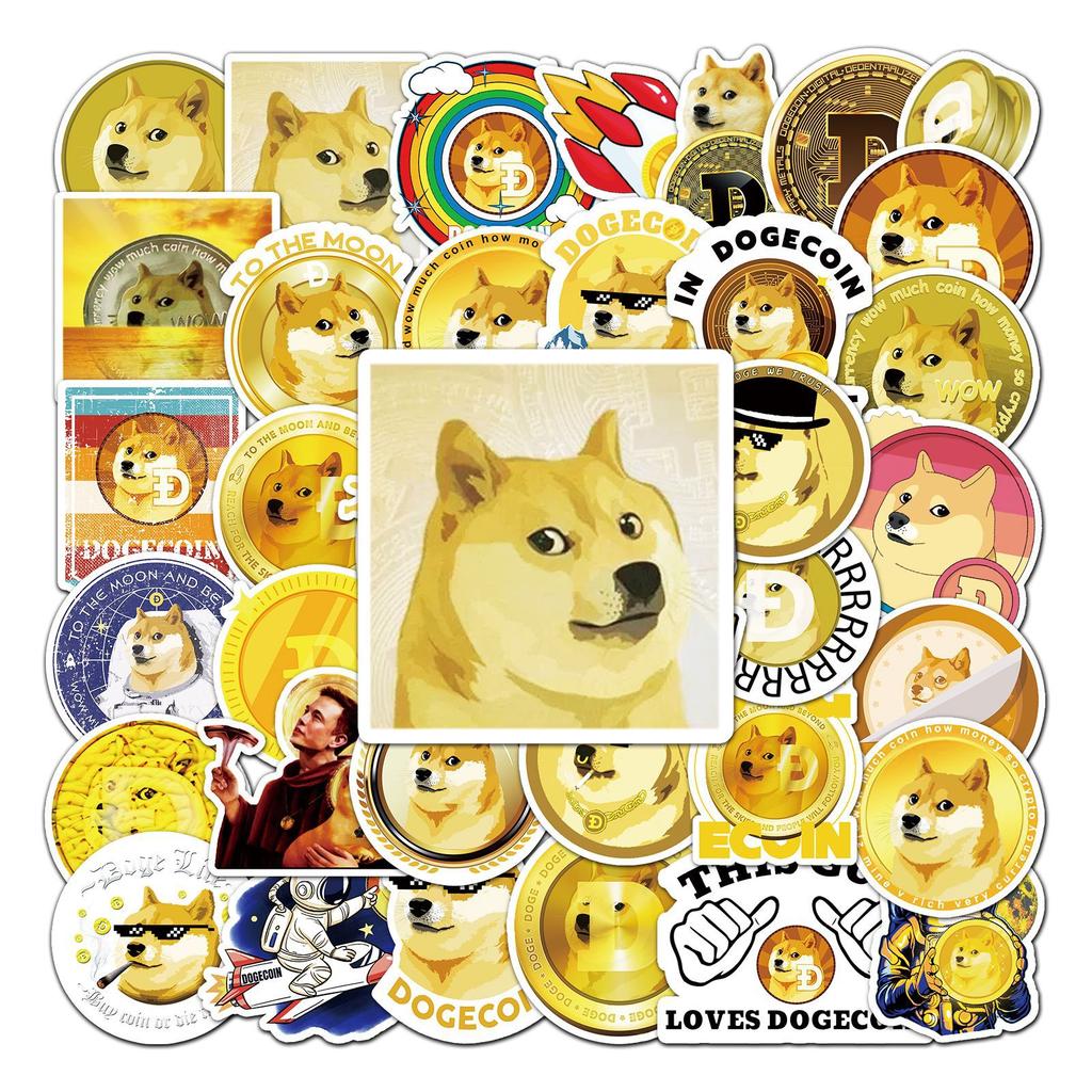 50 Cartoon Personalized Dogecoin DIY Waterproof Scooter Car Refrigerator Decoration Stickers