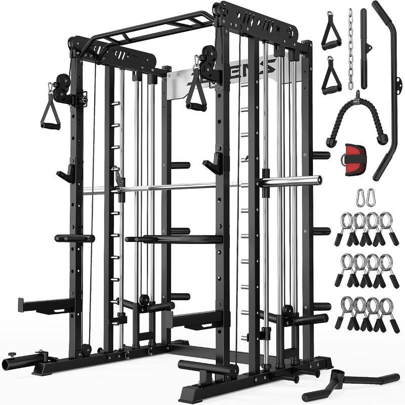 Smith Machine for Home Gym, Multi-Function M12 Power Cage with Cable Crossover System, Squat Rack with Smith Bar, Customized