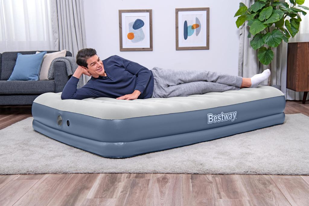 Materac dmuchany x x 36cm Szary Ciemnoszary 6716T 2.03m 1.52m GY&DGY &