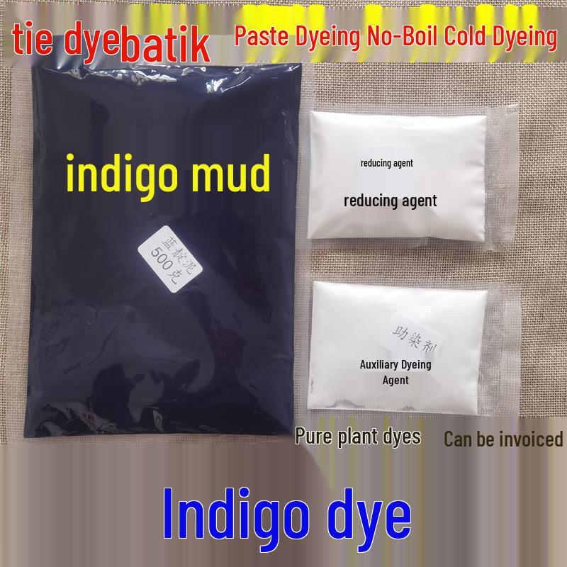 Indigo Blue Tie-Dye & Wax Resist DIY Fabric Dye Kit 200g + Fixative + Reducing Agent индиго красителя