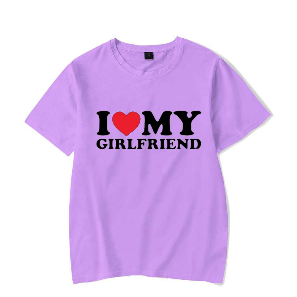I Love My Girlfriend Print T Shirt Tees For Men Casual Loose Jogging Short Sleeve T Shirt For Summer Spring Summer Sport Tops