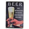 Vintage Metal Tin Sign Beer Drinking Hours Garage Wall Decor