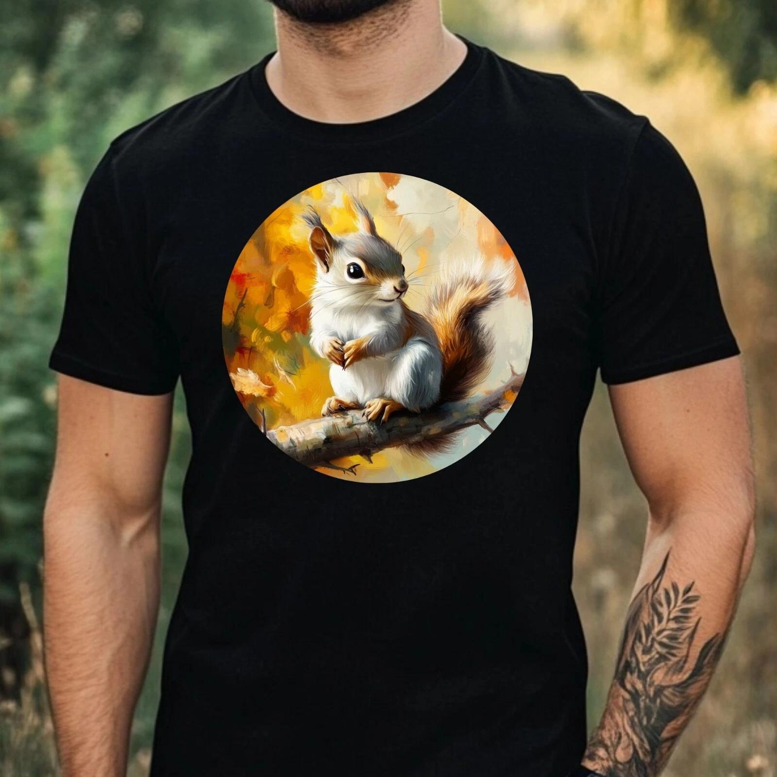 T-Shirt Herren Eichhörnchen Portrait Motiv Baumwolle Größe XS bis 5XL L