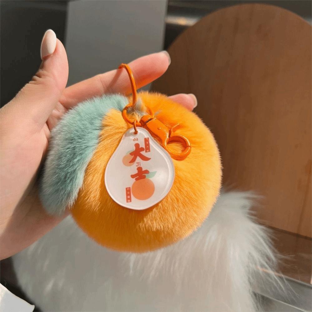 Plushies Orange Keychain Plush Orange Orange Plush Pendant Lucky Fluffy Tangerine Keychain  Women