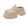 Retro Simple One-pedal Cool Slippers Women's 2025 Summer New Outer Wear Weaving Hollow Small Height-increasing Slippers