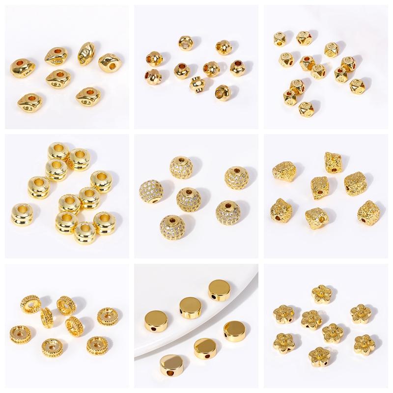 4*3mm 18K Gold Plated Double Level Spacer Beads For Jewelry Making Brass Metal Round Loose Beads DIY Jewelry Findings Wholesale