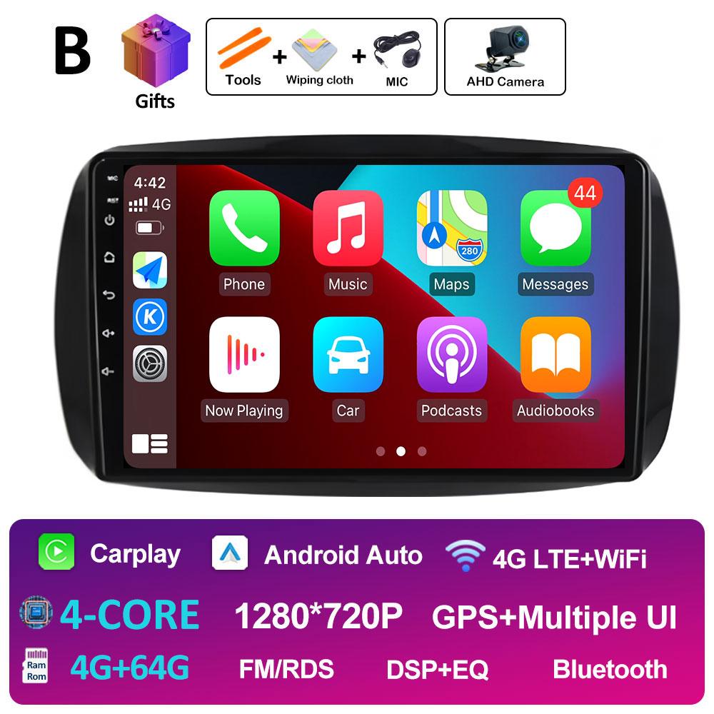 GPS Navigation For Mercedes Smart 453 Fortwo 2014 2015 2016 2017 - 2020 Android Auto DSP Stereo QLED IPS Screen 4G Accessories