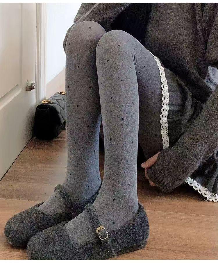 Miu Gray Diamond Hollow Base Layer High Elasticity Anti-Slip Slimming Pantyhose for Spring and Autumn Wear