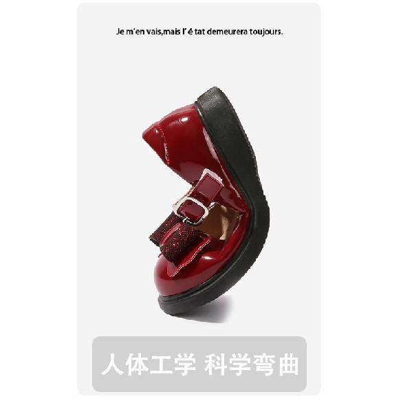 Mädchen Lederschuhe Schwarz College-Stil Kinder Einzelne Schuhe mit Klettverschluss Ballerinas Kleine Prinzessin Neue Slipper Studenten Schulsandalen