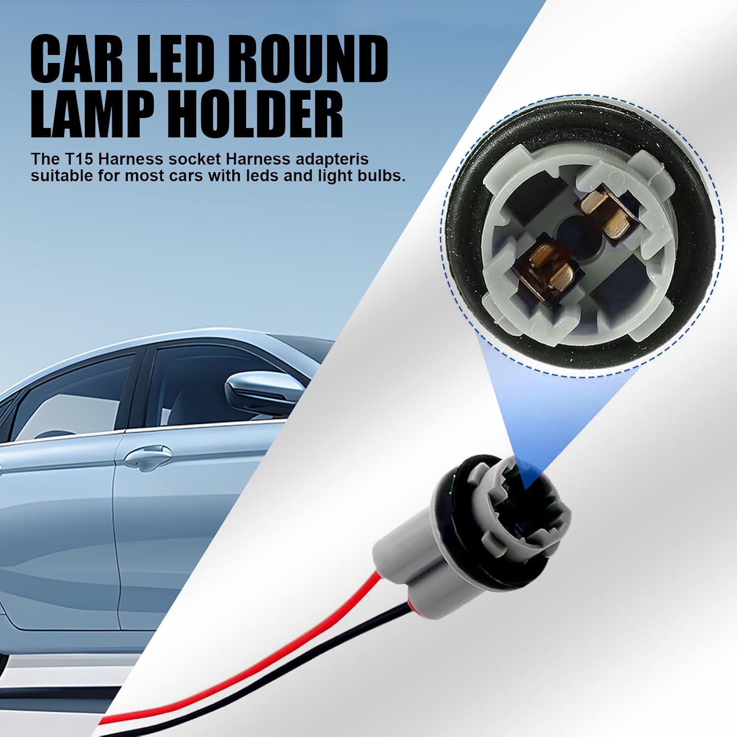 2 PCS T10 Car Harness Pigtail Socket, Connectors Pre-Wired Wiring Sockets, Waterproof Turn Signal Tail Stop Light Harness Wiring Socket Adapter,