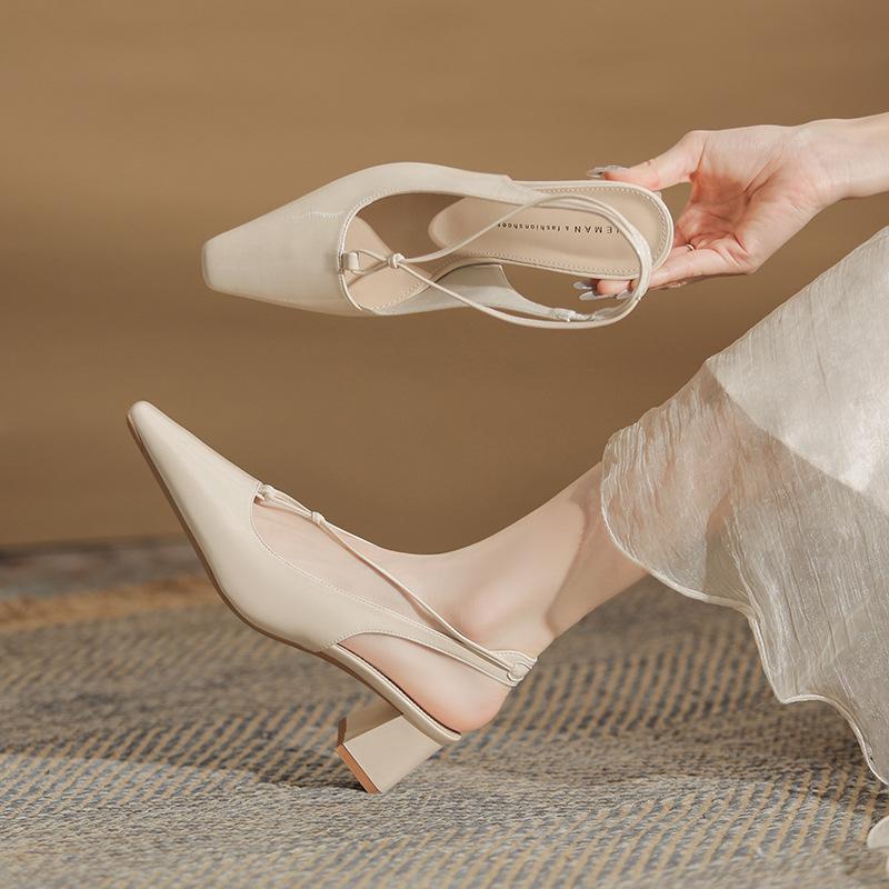 5210 Fashion Small Square Head Coarse Heel Metal Soft Mirror New Year's Coarse Heel Versatile Women's Empty Sandals