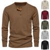 Men Solid Color Slim Fit Casual Corduroy Long Sleeve T Shirt