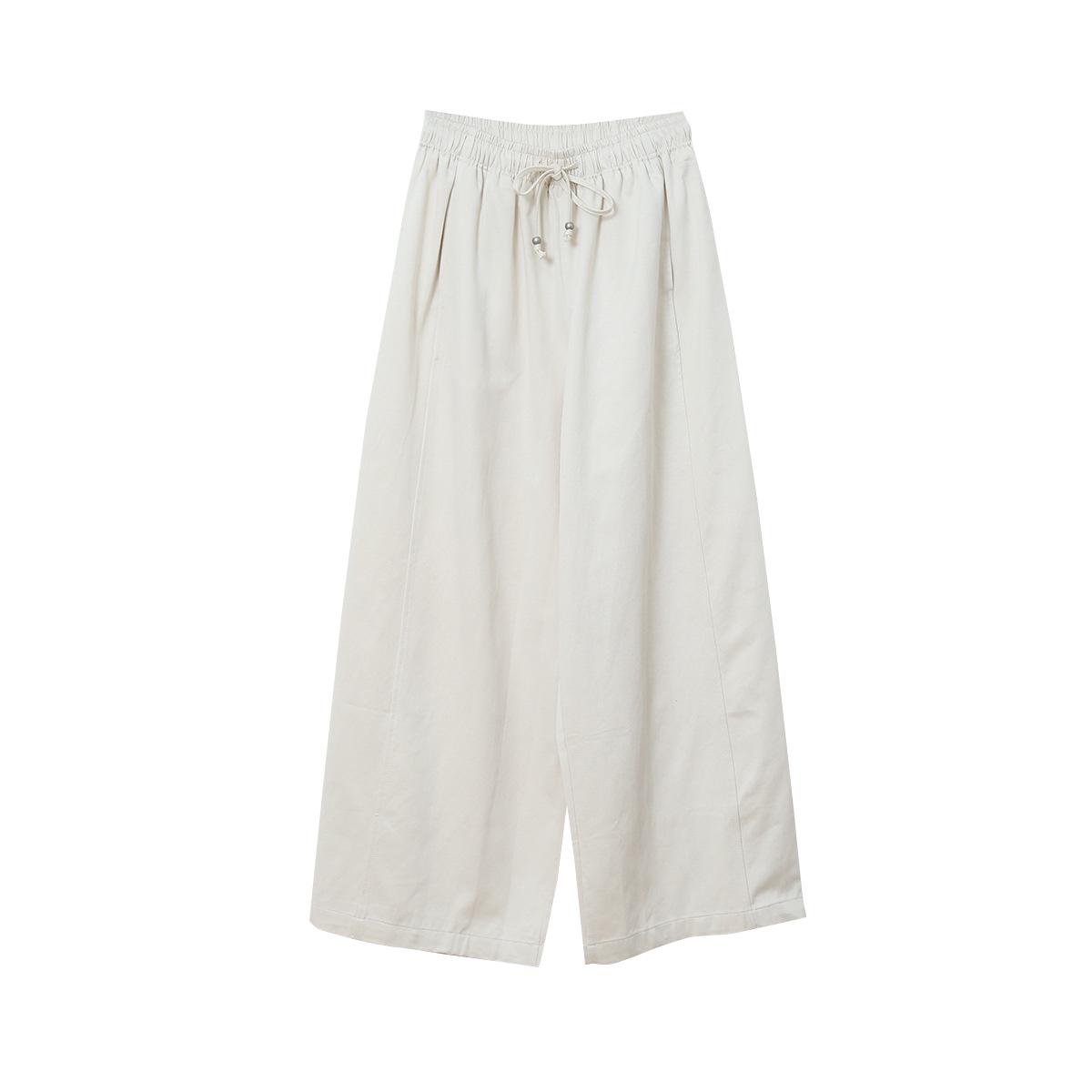 Ou Fan High-Waisted Wide-Leg Tencel Cotton Pants - Summer Style Women s Casual Loose-Fit Large абрикосовый