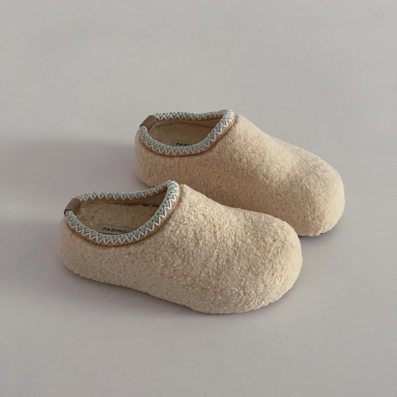 Simple wind soft bottom non-slip home indoor thick bottom bag head drag women's autumn retro wind casual exquisite lace cotton drag