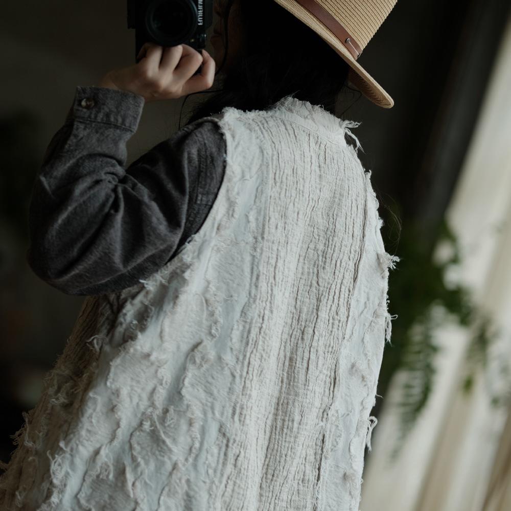 Alte Hanf-Weste mit Schlammflicken - Hemd im künstlerischen chinesischen Stil