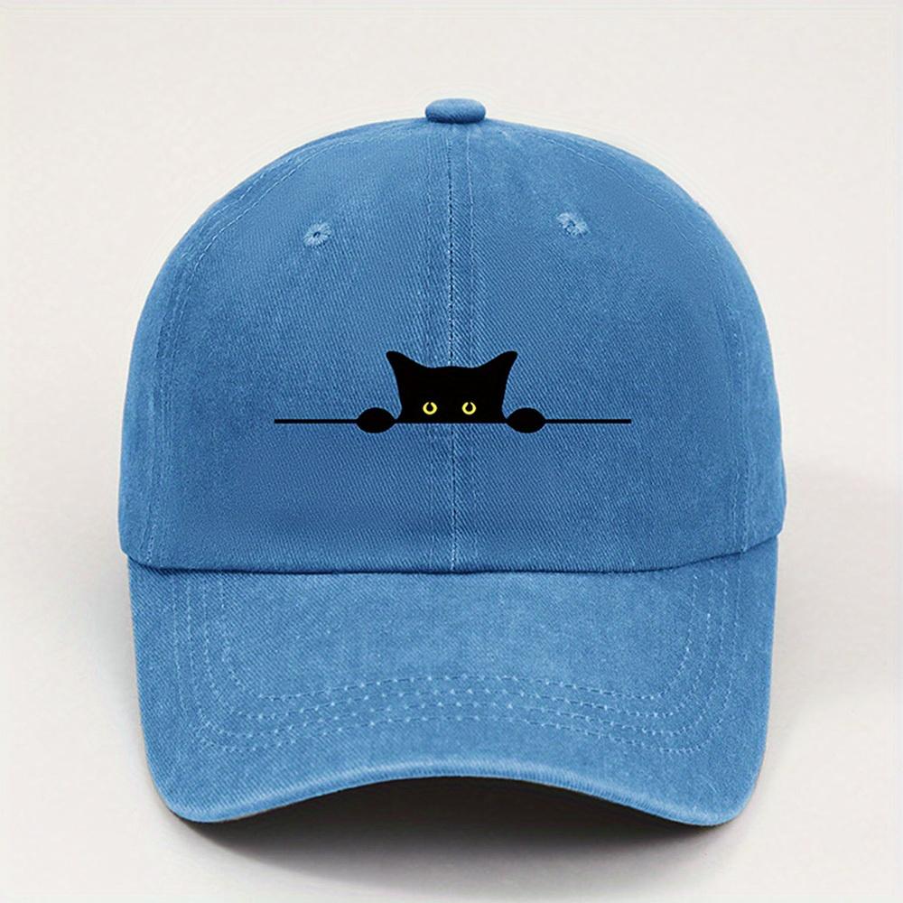 cute black cat printed baseball cap for Unisex and Women washable casual outdoor caps breathable for summer student sun hat